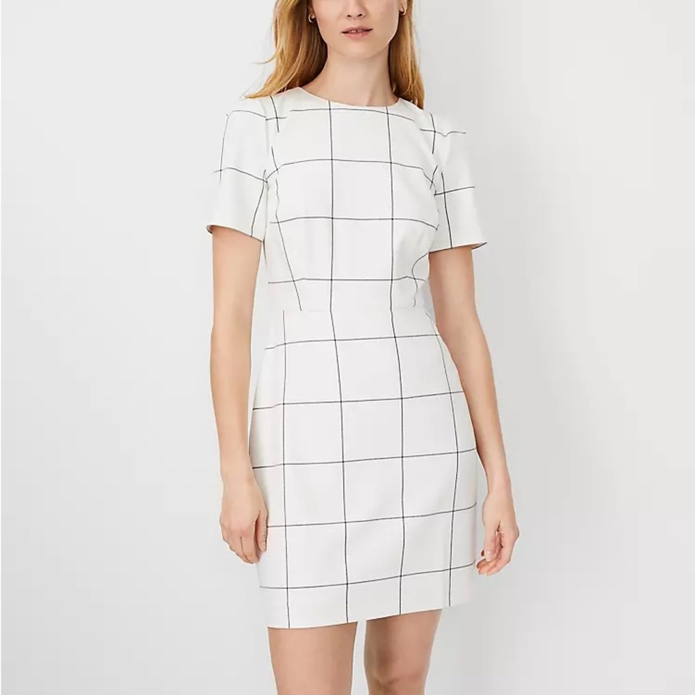 Ann Taylor Windowpane Sheath Dress Size 4